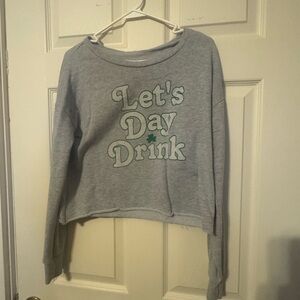 Gray Let's Day Drink Graphic Sweatshirt